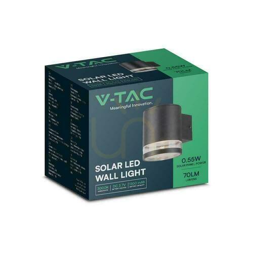 Check Garden wall lamp Solar V-TAC 1W LED Black IP54 Motion Sensor VT-1145 3000K 70lm 3 Years Warranty