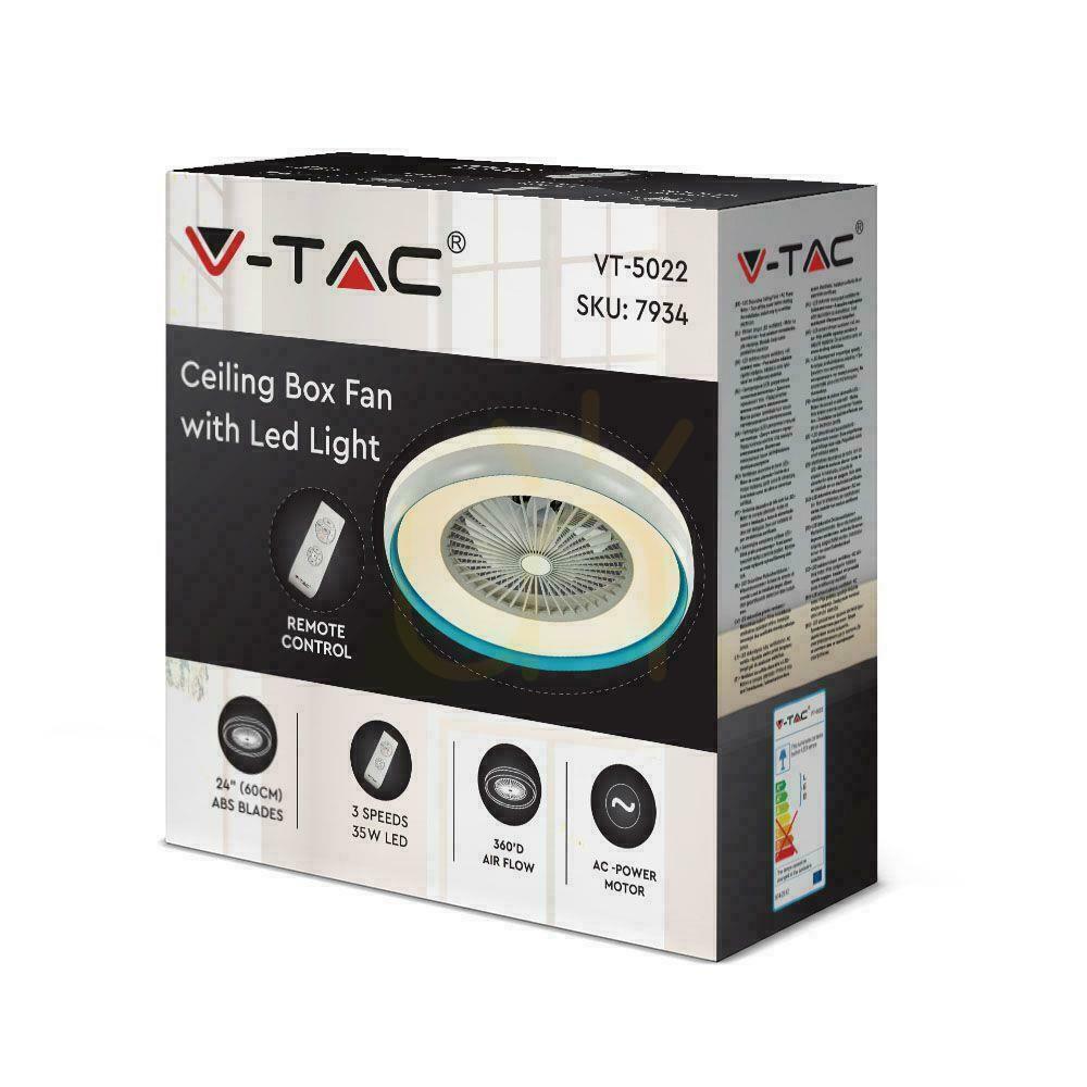 View V-TAC 45W LED Ceiling Fan RF Pilot CCT Blue VT-5022 3000lm V-TAC 45W LED Ceiling Fan RF Pilot CCT Blue VT-5022 3000lm