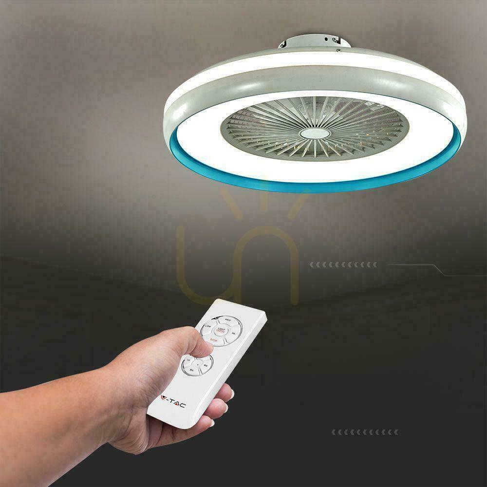 Show V-TAC 45W LED Ceiling Fan RF Pilot CCT Blue VT-5022 3000lm V-TAC 45W LED Ceiling Fan RF Pilot CCT Blue VT-5022 3000lm