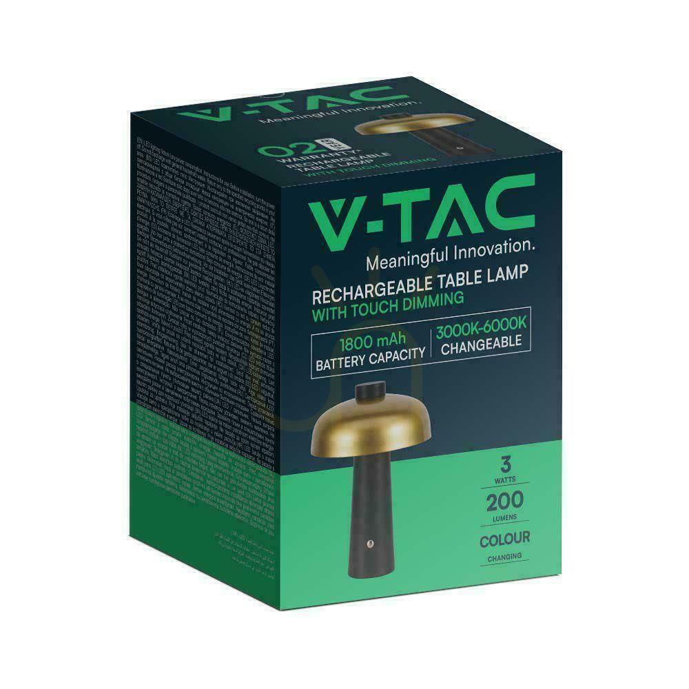 View V-TAC 3W LED Nightstand Desk Lamp 24cm USB Charging Dimmable Gold VT-1050 3000K-6000K 200lm V-TAC 3W LED Nightstand Desk Lamp 24cm USB Charging Dimmable Gold VT-1050 3000K-6000K 200lm