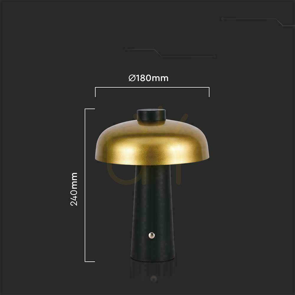 Preview V-TAC 3W LED Nightstand Desk Lamp 24cm USB Charging Dimmable Gold VT-1050 3000K-6000K 200lm V-TAC 3W LED Nightstand Desk Lamp 24cm USB Charging Dimmable Gold VT-1050 3000K-6000K 200lm
