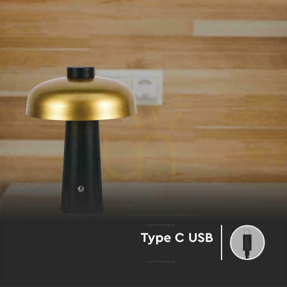 Show V-TAC 3W LED Nightstand Desk Lamp 24cm USB Charging Dimmable Gold VT-1050 3000K-6000K 200lm V-TAC 3W LED Nightstand Desk Lamp 24cm USB Charging Dimmable Gold VT-1050 3000K-6000K 200lm