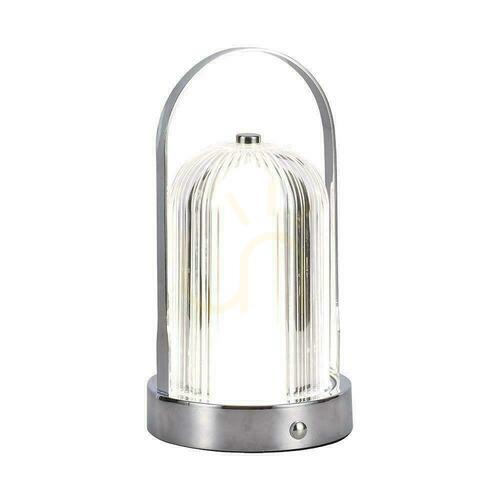 Check V-TAC 1W LED Nightstand Desk Lamp 22cm USB Charging Dimmable Chrome VT-1057 3000K-6000K 55lm