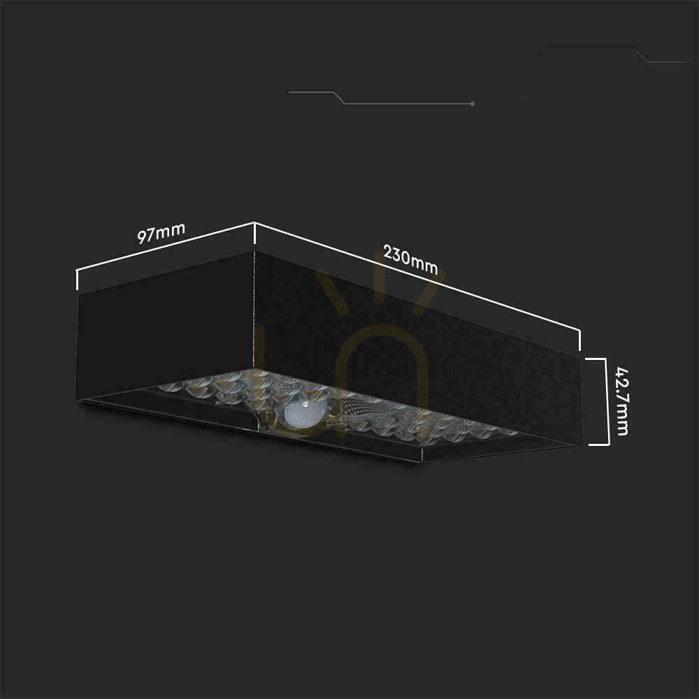 Preview V-TAC 6W Motion Sensor Black VT-406 4000K 900lm Solar Wall Mounted Garden Wall Lamp. V-TAC 6W Motion Sensor Black VT-406 4000K 900lm Solar Wall Mounted Garden Wall Lamp.