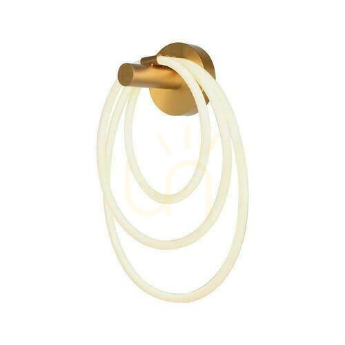 Check V-TAC VT-7927 wall light, three glowing rings, 34 x 46 cm, LED 37 W 3940 lm 3000K, matt gold