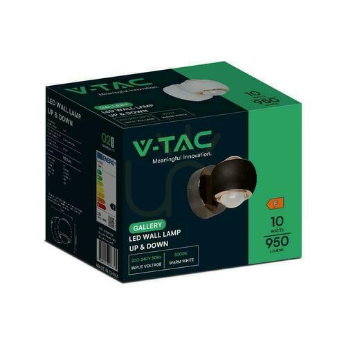 Check V-TAC 10W LED Wall Mounted Wall lamp Top Bottom Black VT-7504 3000K 950lm