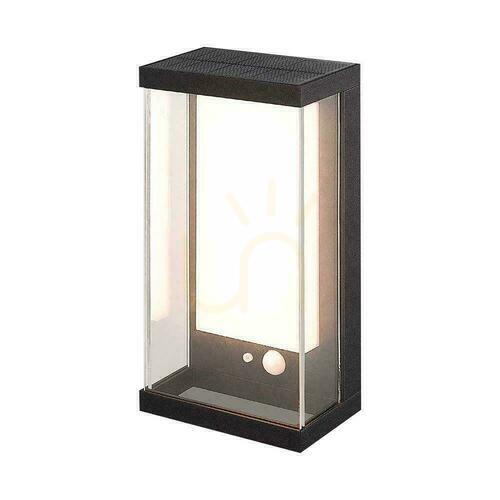 Check V-TAC 1W LED Motion Sensor IP65 Black VT-1193 3000K 95lm Solar Wall Mounted Garden Wall Lamp.