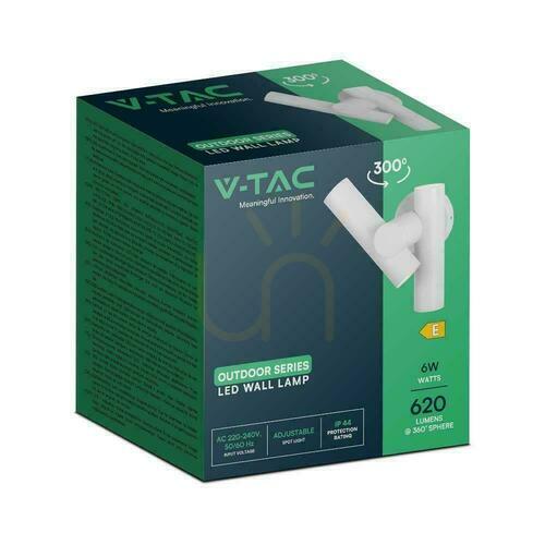 Check V-TAC VT-1186 White LED Wall Light 6 W 3000 K IP44