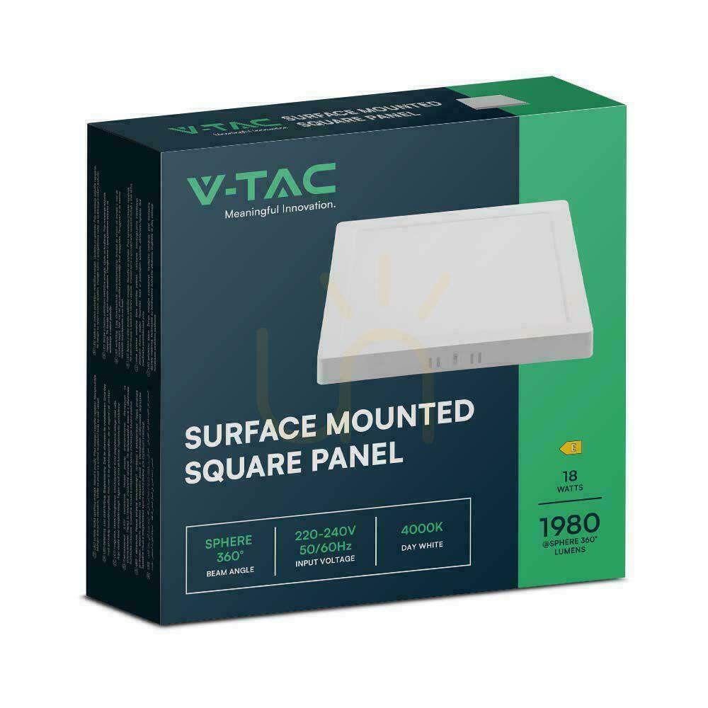 Preview V-TAC Surface Mounted LED Panel Premium Downlight 18W Square 220x220 VT-61018 4000K 1980lm. V-TAC Surface Mounted LED Panel Premium Downlight 18W Square 220x220 VT-61018 4000K 1980lm.