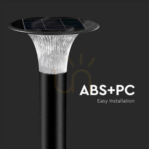 Check V-TAC 15W LED Solar Garden Pole IP65 CCT Motion Sensor Black 88cm VT-413 6000K+4000K 2200lm 3 Years Warranty