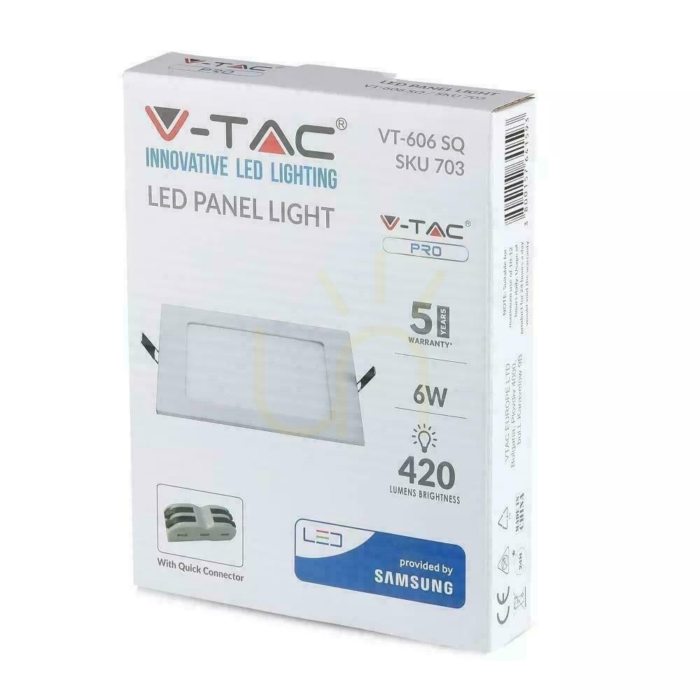Display Premium V-TAC 6W LED panel SAMSUNG CHIP Square 120x120x12mm VT-606SQ 6400K 420lm 5 Years Warranty Premium V-TAC 6W LED panel SAMSUNG CHIP Square 120x120x12mm VT-606SQ 6400K 420lm 5 Years Warranty