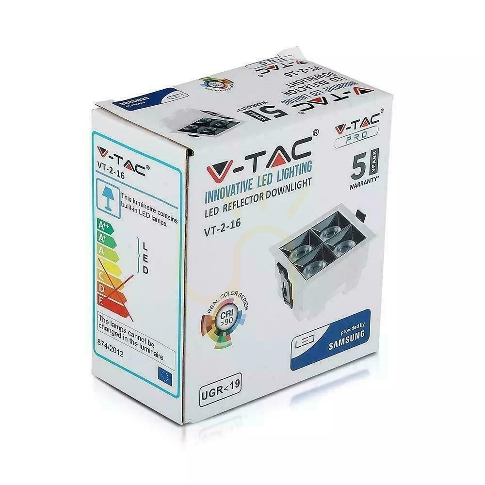 Preview V-TAC Downlight SAMSUNG CHIP 16W UGR19 CRI90+ 12st VT-2-16 2700K 1280lm 5 Year Warranty luminaire V-TAC Downlight SAMSUNG CHIP 16W UGR19 CRI90+ 12st VT-2-16 2700K 1280lm 5 Year Warranty luminaire