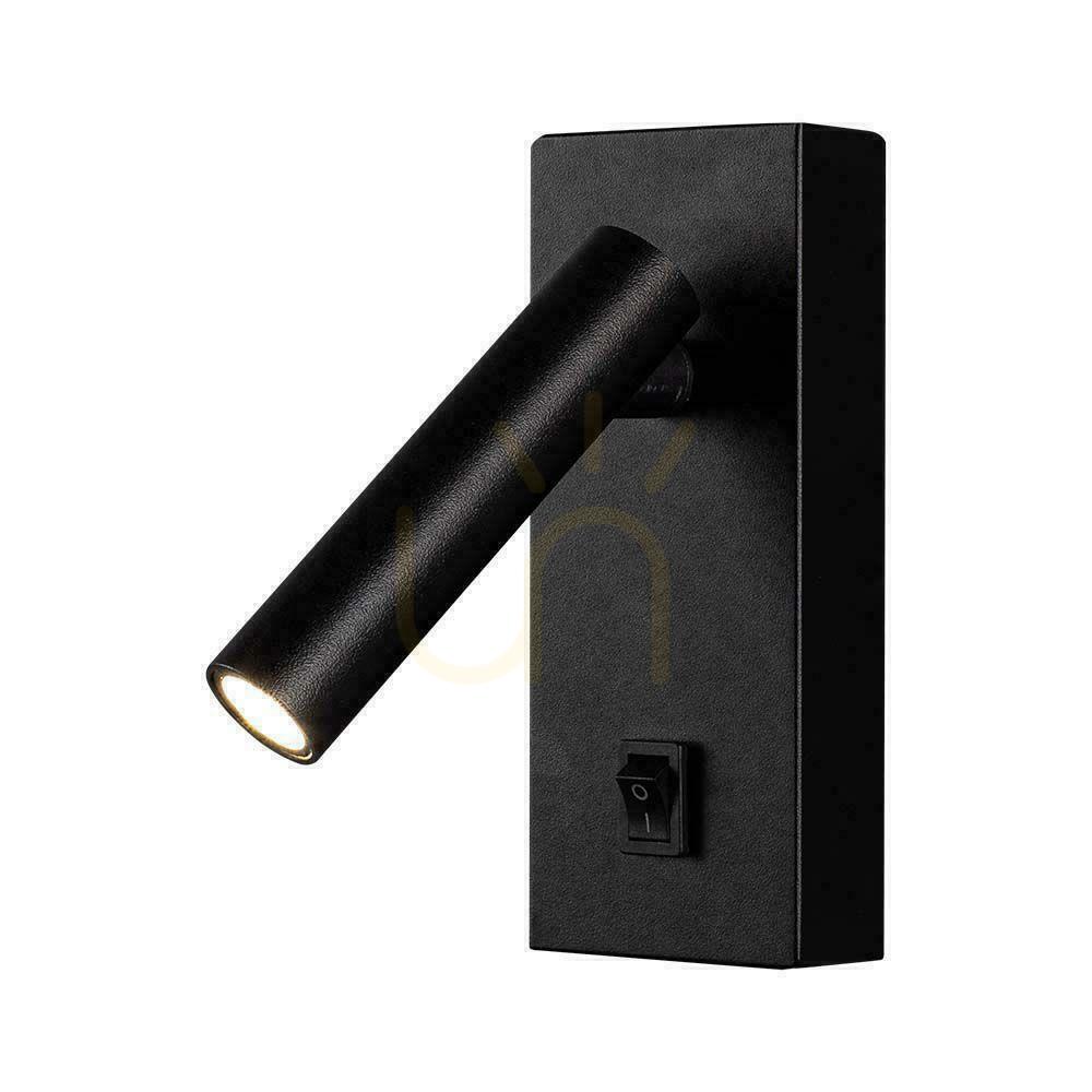 Check LED fixture V-TAC 2W Wall lamp Hotel Bed Switch Black VT-402 3000K 150lm LED fixture V-TAC 2W Wall lamp Hotel Bed Switch Black VT-402 3000K 150lm