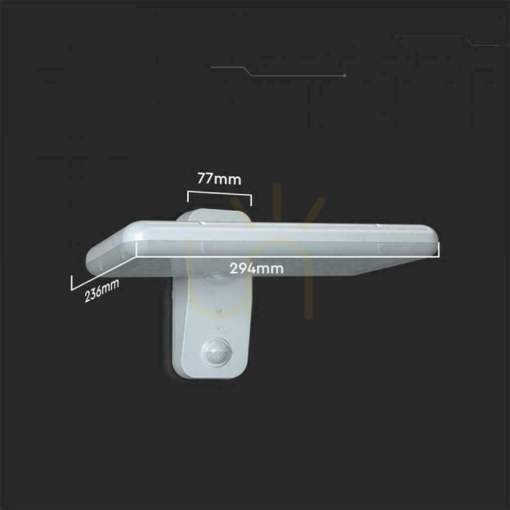 Display V-TAC 15W CCT Motion Sensor IP65 White VT-414 4000K-6000K 2000lm Solar Wall Mounted Garden Wall Lamp. V-TAC 15W CCT Motion Sensor IP65 White VT-414 4000K-6000K 2000lm Solar Wall Mounted Garden Wall Lamp.