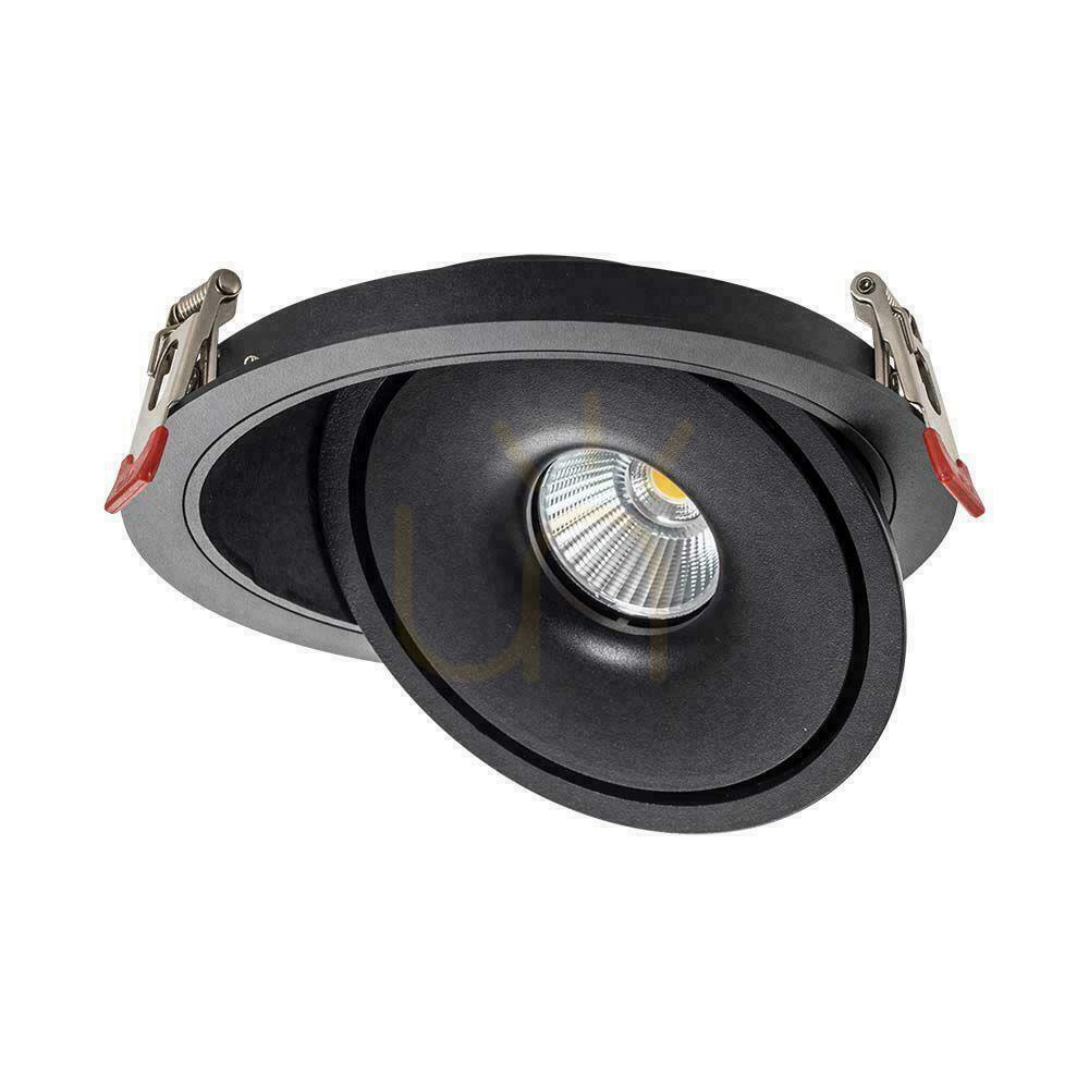 V-TAC LED Tilting Downlight 12W LED COB CRI90+ CCT Black VT-2512 3000K-4000K-6400K 785lm