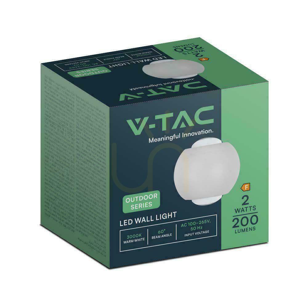 Preview Wall Mounted Top Down V-TAC 2W LED luminaire IP54 White VT-2502 4000K 200lm Wall Mounted Top Down V-TAC 2W LED luminaire IP54 White VT-2502 4000K 200lm