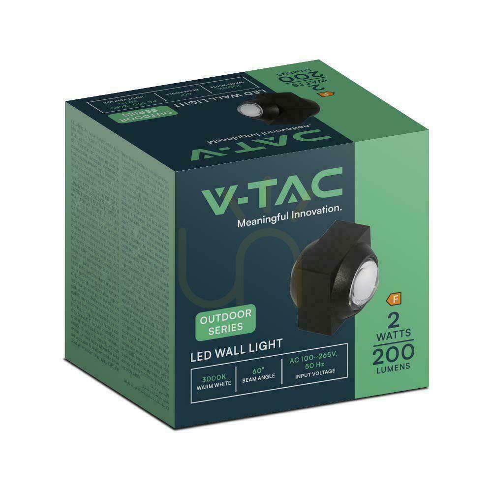 Display Wall Mounted Top Down V-TAC 2W LED luminaire IP54 Black VT-2503 4000K 200lm Wall Mounted Top Down V-TAC 2W LED luminaire IP54 Black VT-2503 4000K 200lm