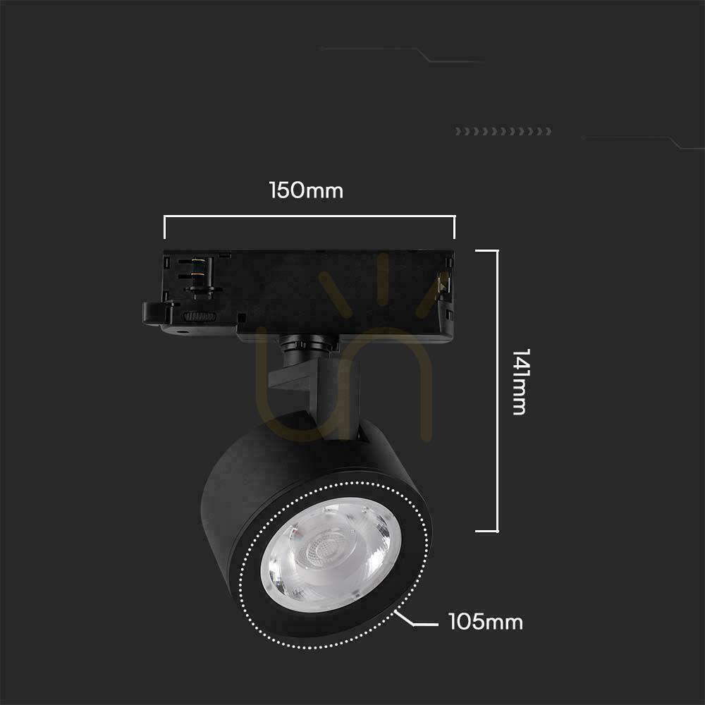 View V-TAC 30W LED 35st CCT Black VT-4633 3000K-4000K-6400K 3000lm Bus System 3F luminaire. V-TAC 30W LED 35st CCT Black VT-4633 3000K-4000K-6400K 3000lm Bus System 3F luminaire.