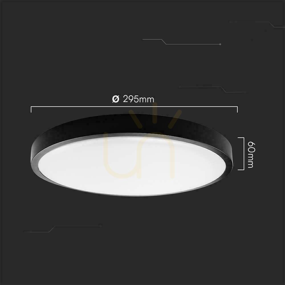 Display Plafond V-TAC 24W LED Round 30cm Surface Mounted IP44 Black VT-8624B 4000K 2500lm Plafond V-TAC 24W LED Round 30cm Surface Mounted IP44 Black VT-8624B 4000K 2500lm