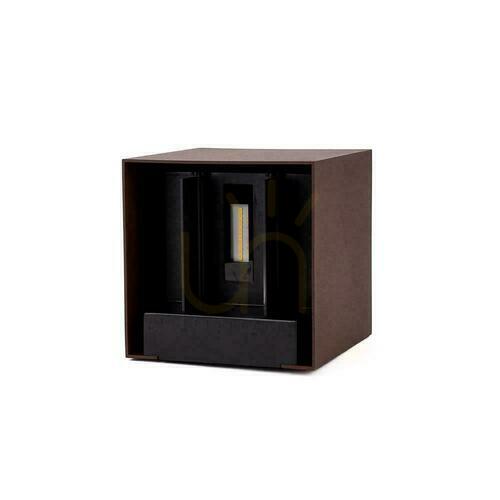 Check Solar V-TAC 9W LED COB Adjustable Bronze Corten Cube 15x15cm IP65 VT-11109 4000K 860lm wall luminaire.
