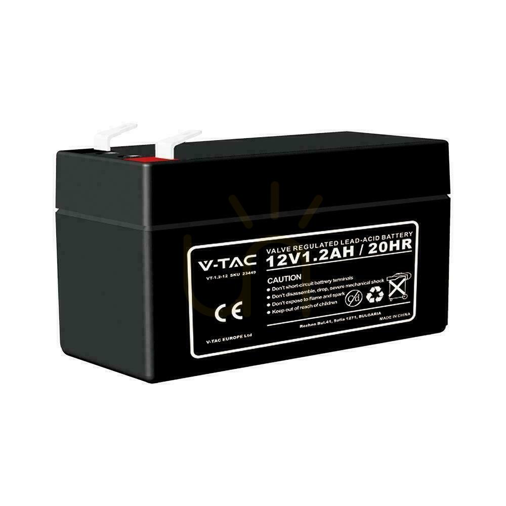 Wartungsfreie 1.3AH V-TAC TI Gel Batterie 97x43x52(57)mm VT-1.2-12 5 Jahre Garantie