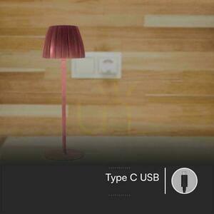 V-TAC 2.7W LED Nightstand Lamp 34cm USB Charging Dimmable Bronze VT-7967 3000K-6000K 110lm small 7