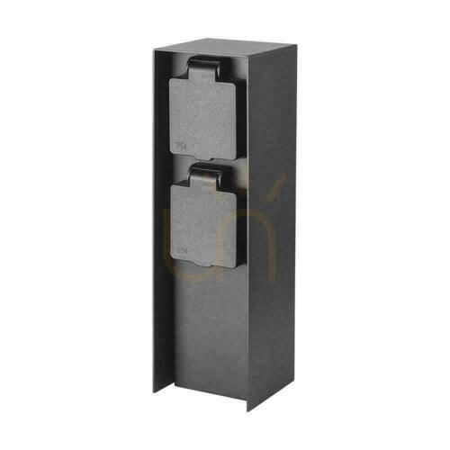 Check V-TAC garden socket bollard VT-1196, 2×16 A, 23 cm, black
