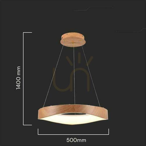 Check Pendant luminaire V-TAC LED 25W WOOD fixture.. 50cm VT-7974 3000K 2800lm