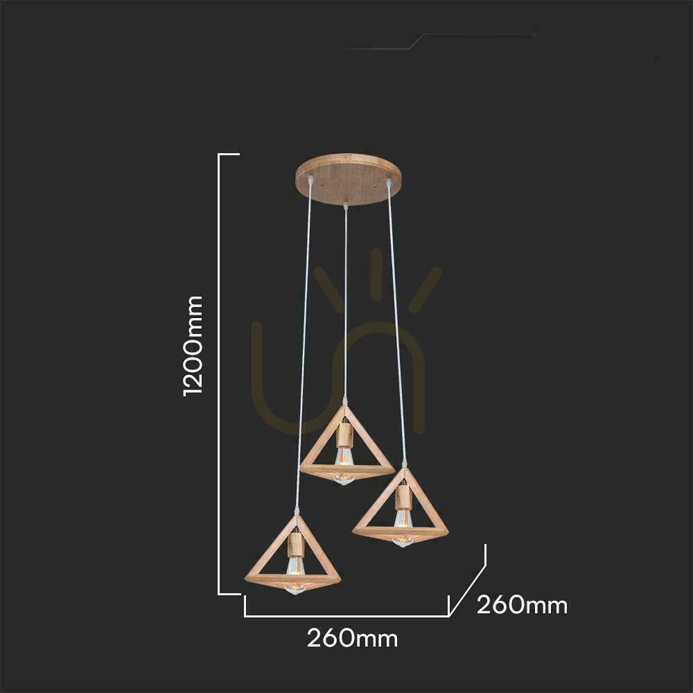 View Pendant luminaire V-TAC 3xE24 WOOD VT-7977 Pendant luminaire V-TAC 3xE24 WOOD VT-7977