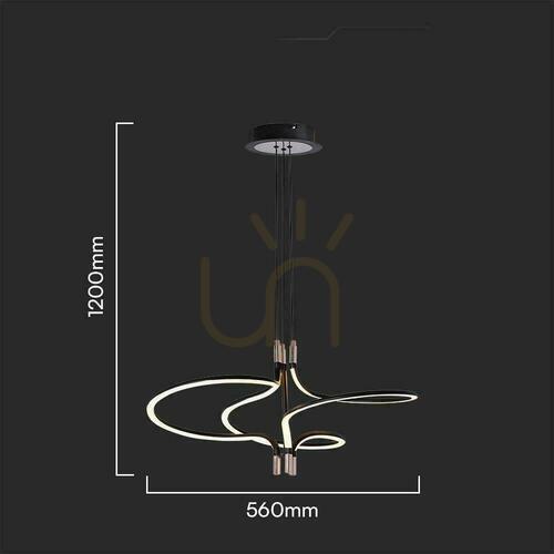 Check V-TAC VT-7980 LED pendant light 30 W black and gold, 56 × 120 cm, 3000 K
