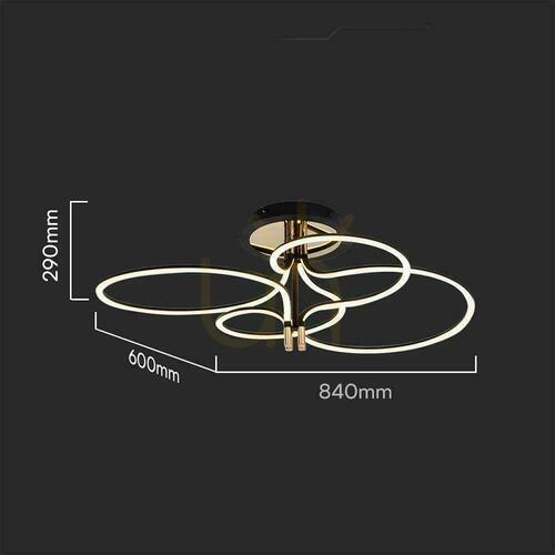 Check V-TAC LED Ceiling Luminaire 36W Gold Black 29x84cm VT-7981 3000K 4150lm.