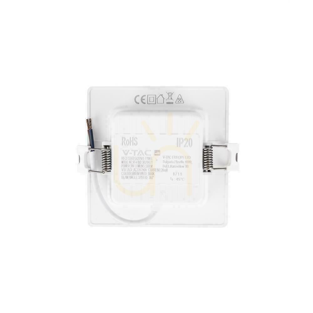 Preview V-TAC 3W LED SAMSUNG CHIP Recessed Panel Square 90x90mm VT-61003SQ-S 3000K 330lm V-TAC 3W LED SAMSUNG CHIP Recessed Panel Square 90x90mm VT-61003SQ-S 3000K 330lm