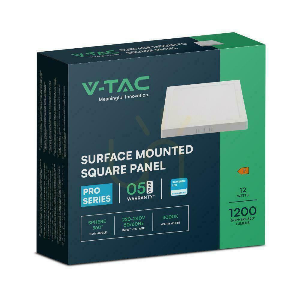 Preview V-TAC 12W LED SAMSUNG CHIP Surface Panel Square 167x167mm VT-60012SQ-S 4000K 1200lm V-TAC 12W LED SAMSUNG CHIP Surface Panel Square 167x167mm VT-60012SQ-S 4000K 1200lm