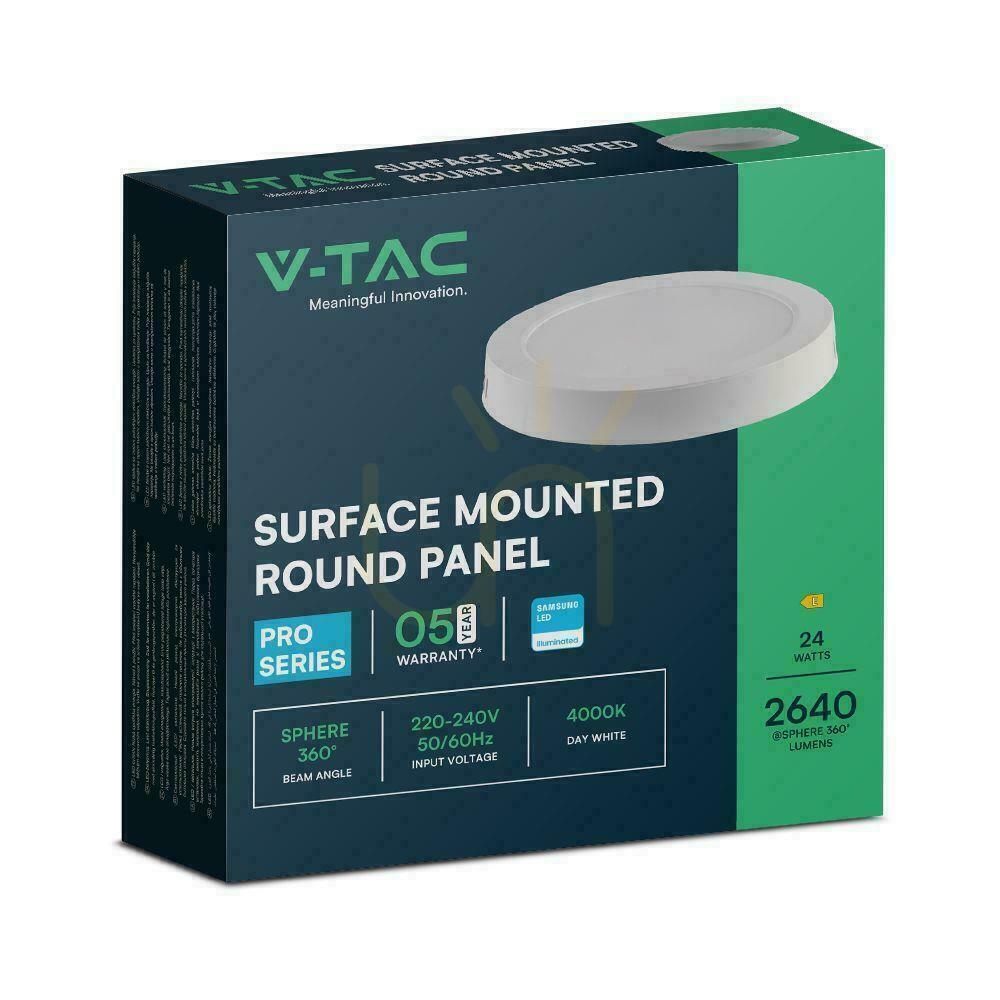 Preview V-TAC 24W LED SAMSUNG CHIP Surface Panel Round 288x31mm VT-60024RD-S 4000K 2500lm V-TAC 24W LED SAMSUNG CHIP Surface Panel Round 288x31mm VT-60024RD-S 4000K 2500lm