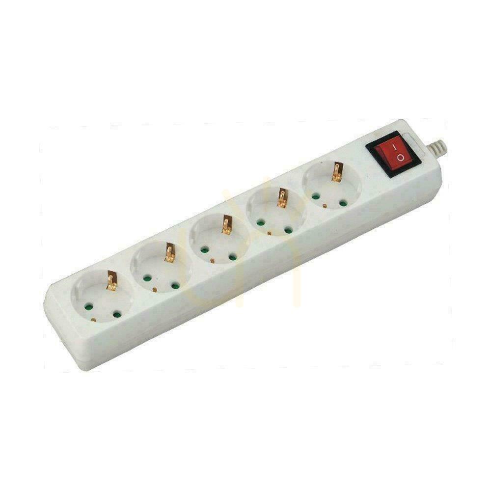 V-TAC 5 socket extension cable with switch (3G 1.5MM2 X 5M) White VT-1115