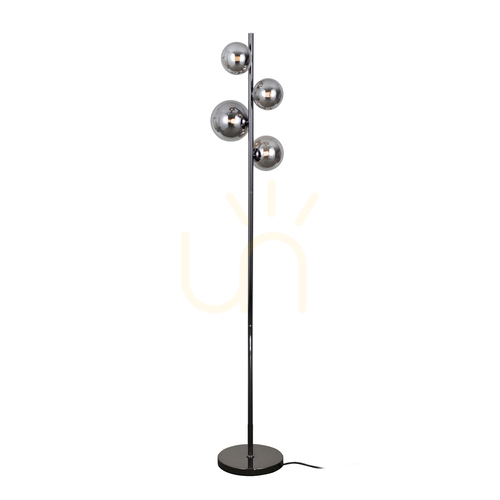 Check Italux Canello Floor Lamp G9 4-Light Black Smoky Glass Steel FL-406007-4-BCR