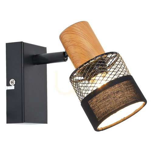 Check Spotlight Italux Coletta Black Retro E14 16 cm Metal Wood SPL-90110-1
