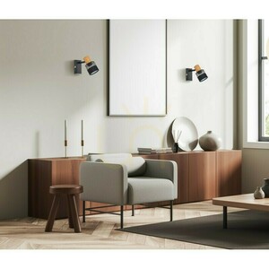 Italux Coletta SPL-90110-1 wall spotlight, black with wood, 1 × E14 small 1