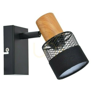 Italux Coletta SPL-90110-1 wall spotlight, black with wood, 1 × E14 small 2