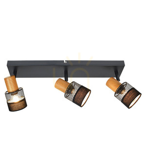 Italux 3-Light Black Retro Spotlight E14 Metal Wood SPL-90110-3 small 0