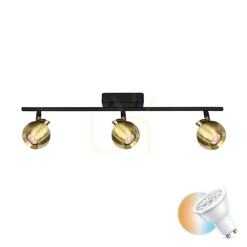 Check Spotlight Italux Black GU10 3-Light LED Metal SPL-45379-3-BK-BRSS