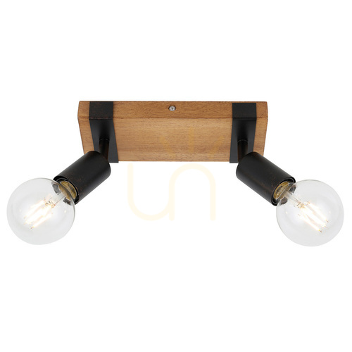 Check Spotlight Italux Molini Black 2xE27 Retro Metal Wood SPL-2079-2