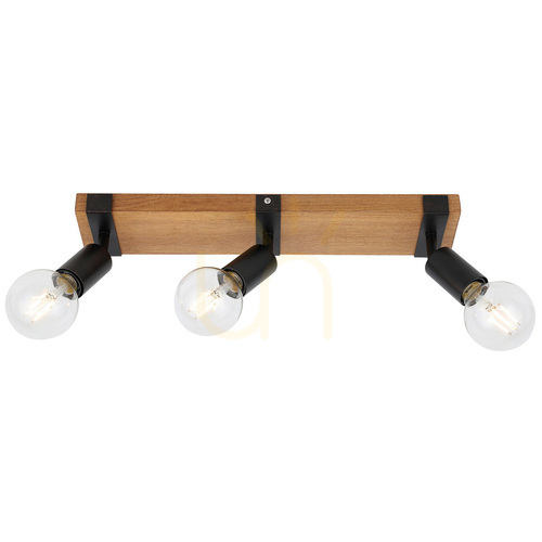 Check Italux Spotlights Black Molini 3-Light E27 Retro Metal Wood SPL-2079-3
