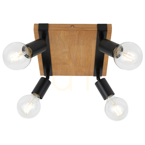 Check Italux Molini 4-Light Black Retro Spotlight E27 SPL-2079-4