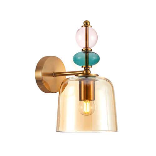 Check Wall lamp Italux Namos Brass Amber E27 WL-27092A-MC-BRO
