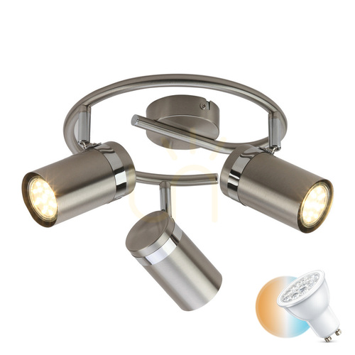 Check Italux 3-Light Silver GU10 Metal Spotlight SPL-2024-3A