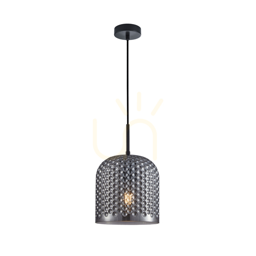 Check Italux Renti Smoky Black Glass Pendant Light E27 18 cm PND-25205-1L-BK-SG