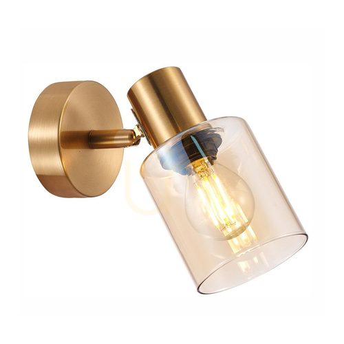 Check Italux Brass Amber Glass Spotlight E14 40W IP20 SPL-65342-1-BRO-AMB