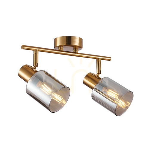 Check Italux Spotlights Brass Grey Glass 2-Light E14 SPL-65342-2-BRO-SG