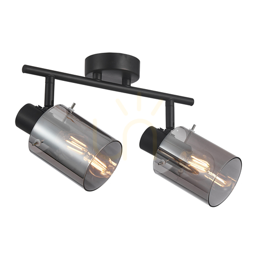 Check Italux Sardo 2-Light Black Smoky Steel E14 Spotlight SPL-5581-2-BK-SG